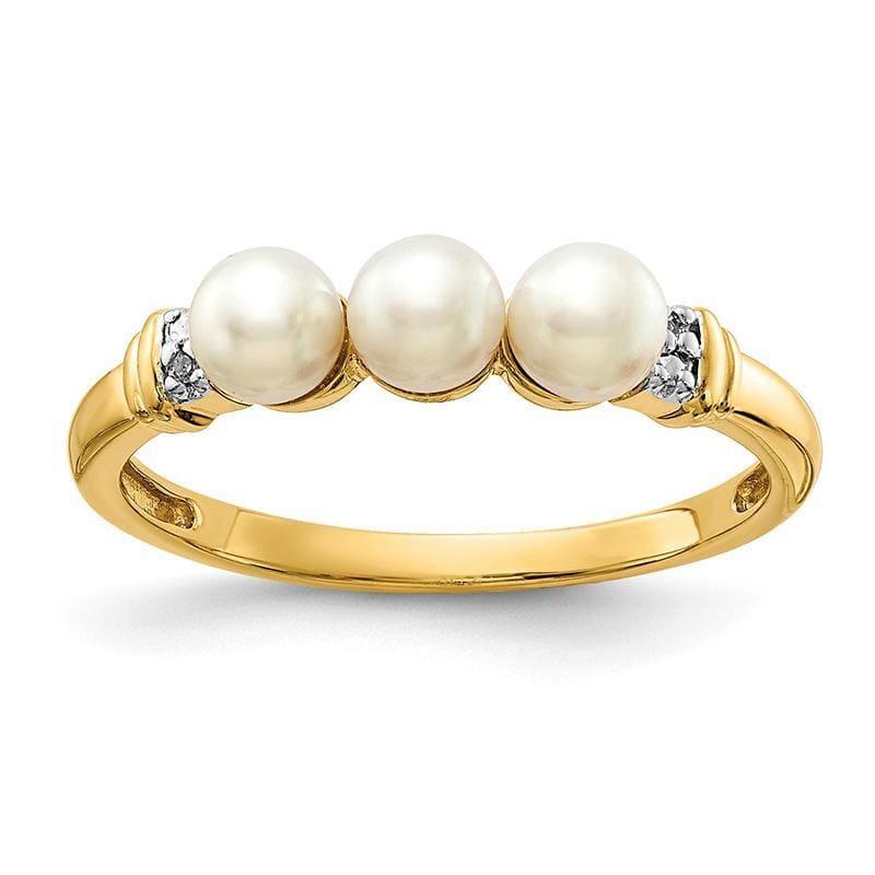 14k Diamond and FW Cultured Pearl Ring - Seattle Gold Grillz