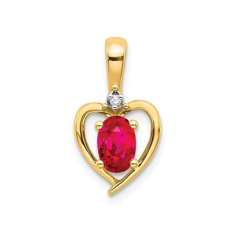 14K Diamond & Ruby Heart Pendant - Seattle Gold Grillz