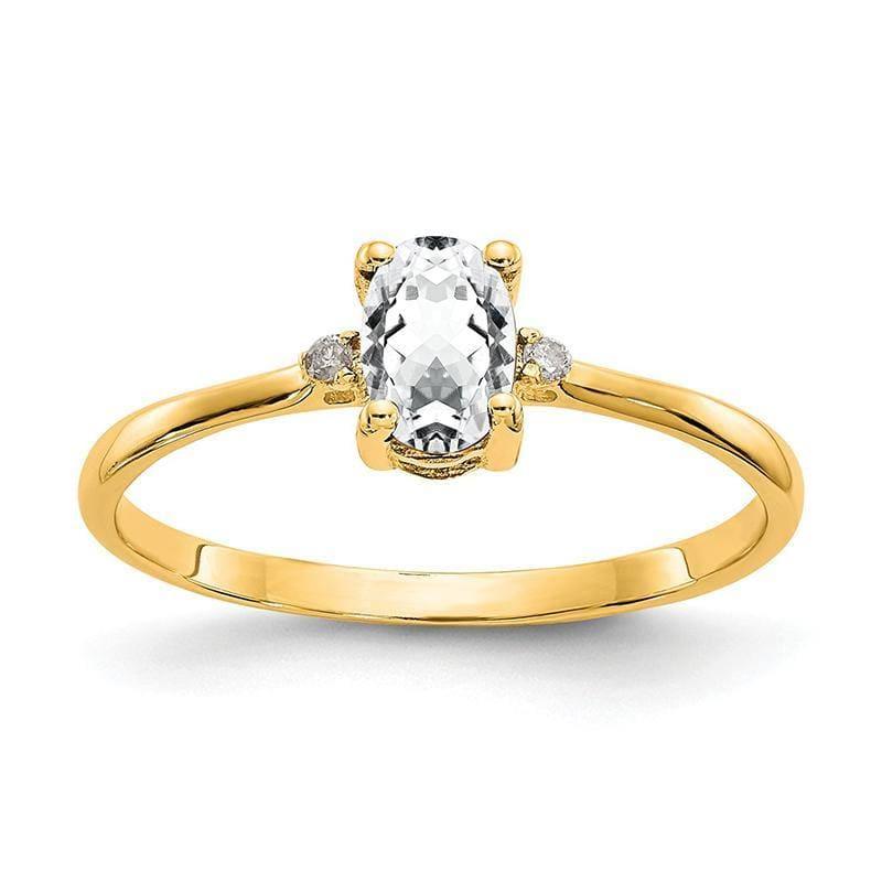 14k Diamond & White Topaz Birthstone Ring - Seattle Gold Grillz
