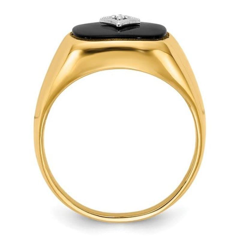 14k Diamond Black Onyx Men's Square Ring - Seattle Gold Grillz