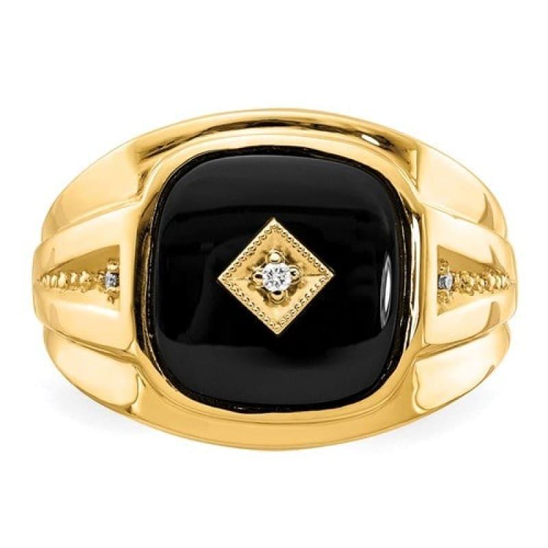 14k Diamond Black Onyx Ring - Seattle Gold Grillz