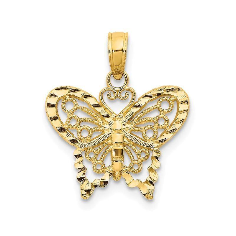 14K Diamond-cut Butterfly Pendant - Seattle Gold Grillz