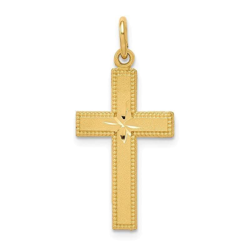 14k Diamond-cut Cross Pendant. Weight: 0.98, Length: 27, Width: 12 - Seattle Gold Grillz