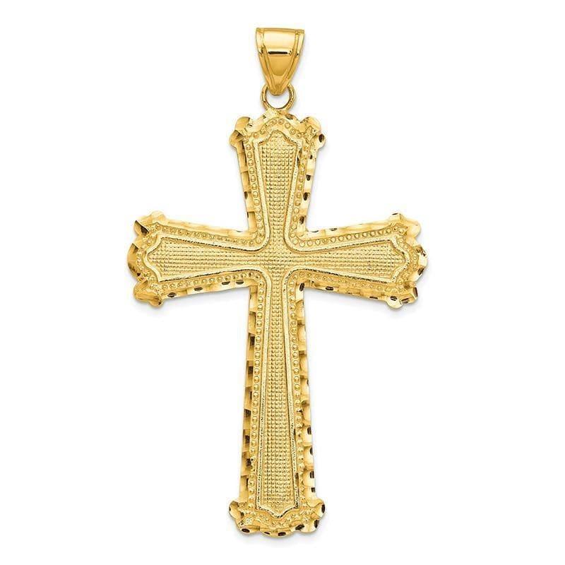 14K Diamond-cut Cross Pendant. Weight: 3.2, Length: 47, Width: 26 - Seattle Gold Grillz