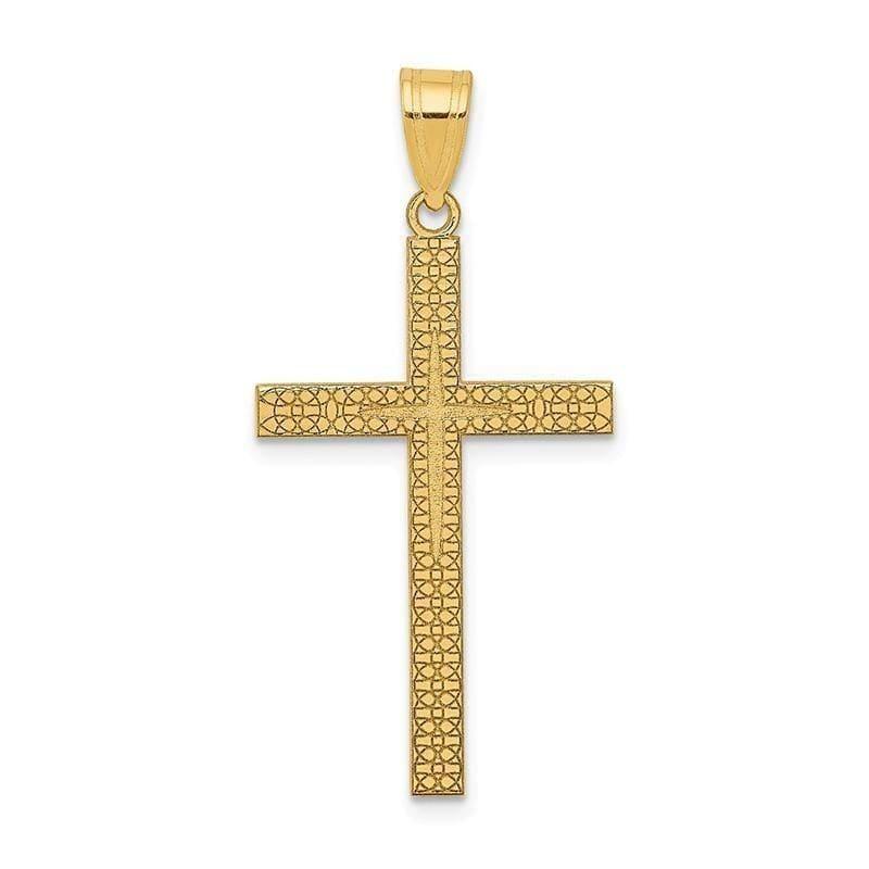 14K Diamond -Cut Latin Cross Pendant. Weight: 0.97, Length: 34, Width: 16 - Seattle Gold Grillz