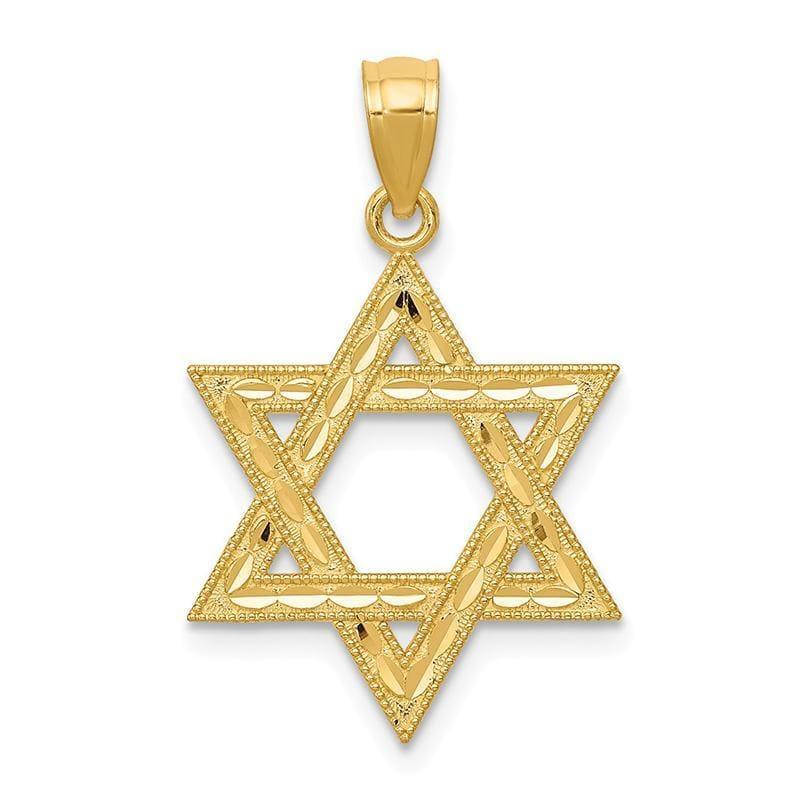 14k Diamond-cut Polished Star of David Pendant - Seattle Gold Grillz