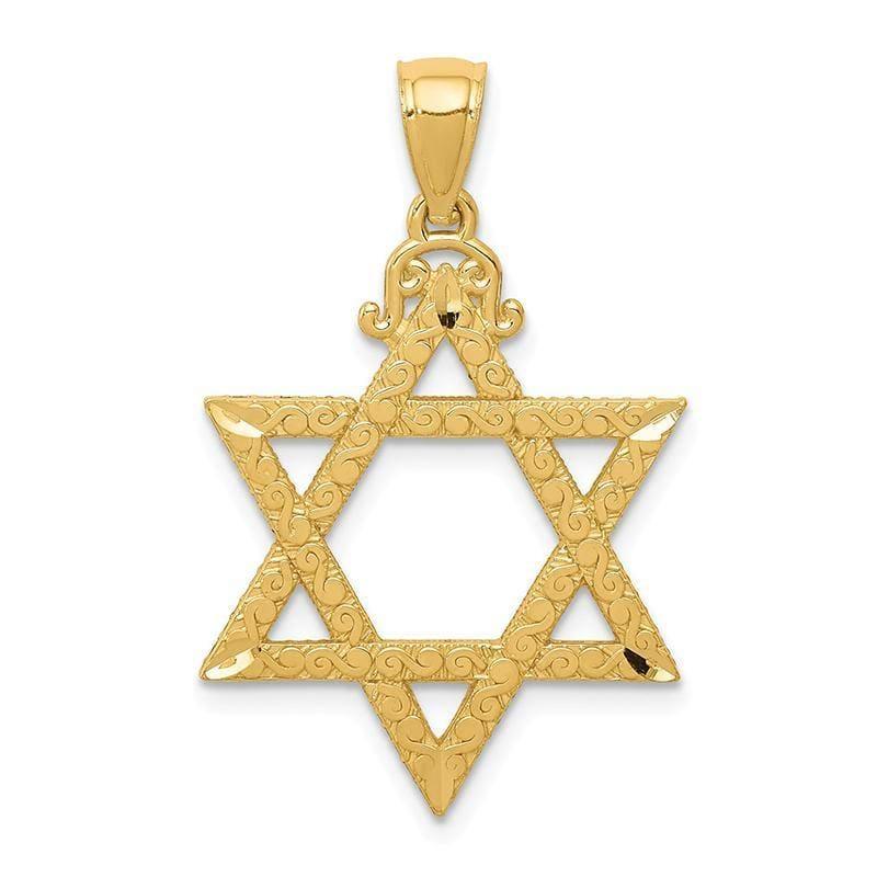 14k Diamond-cut Star of David Pendant. Weight: 1.42, Length: 32, Width: 20 - Seattle Gold Grillz