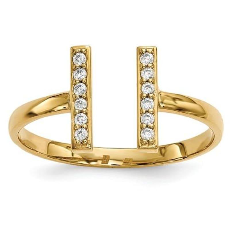 14k Diamond Double Bar Ring - Seattle Gold Grillz