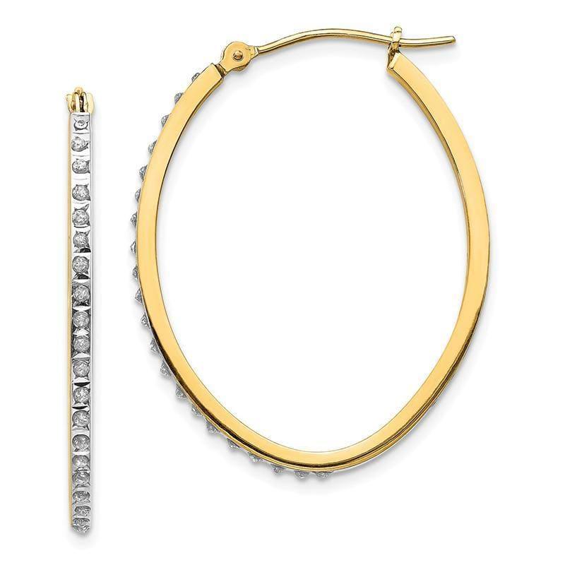 14k Diamond Fascination Oval Hinged Hoop Earrings - Seattle Gold Grillz