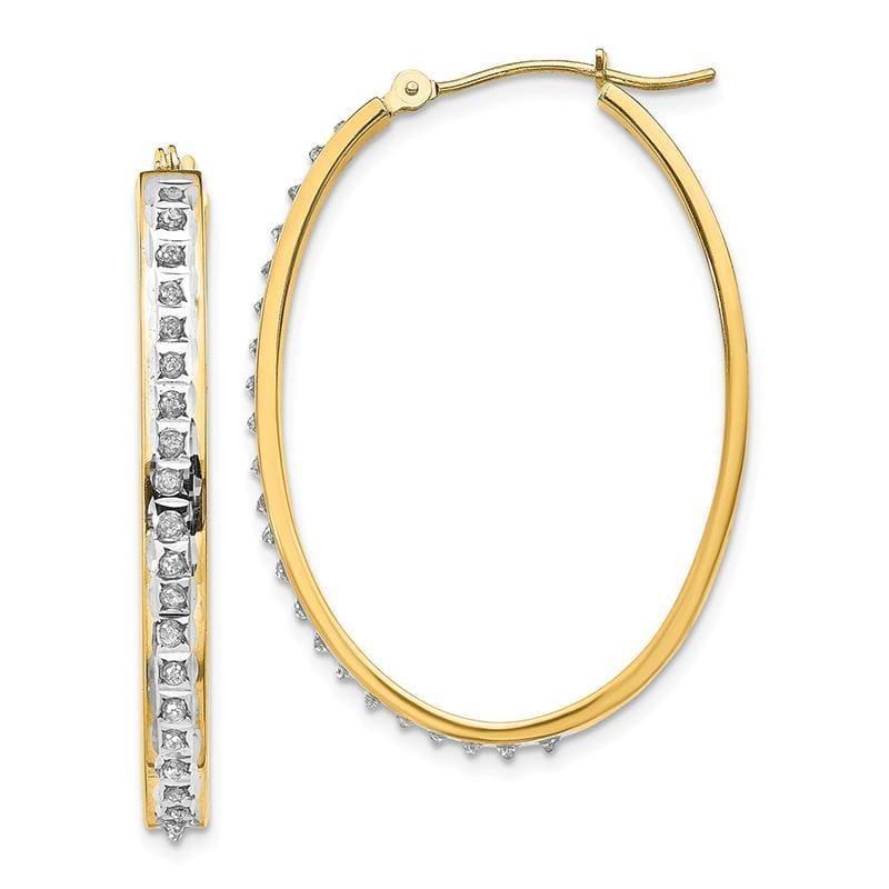 14k Diamond Fascination Oval Hinged Hoop Earrings - Seattle Gold Grillz