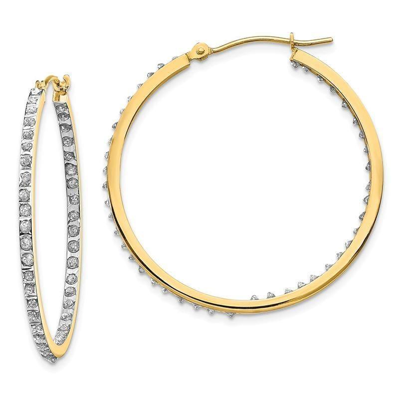 14k Diamond Fascination Round Hinged Hoop Earrings - Seattle Gold Grillz
