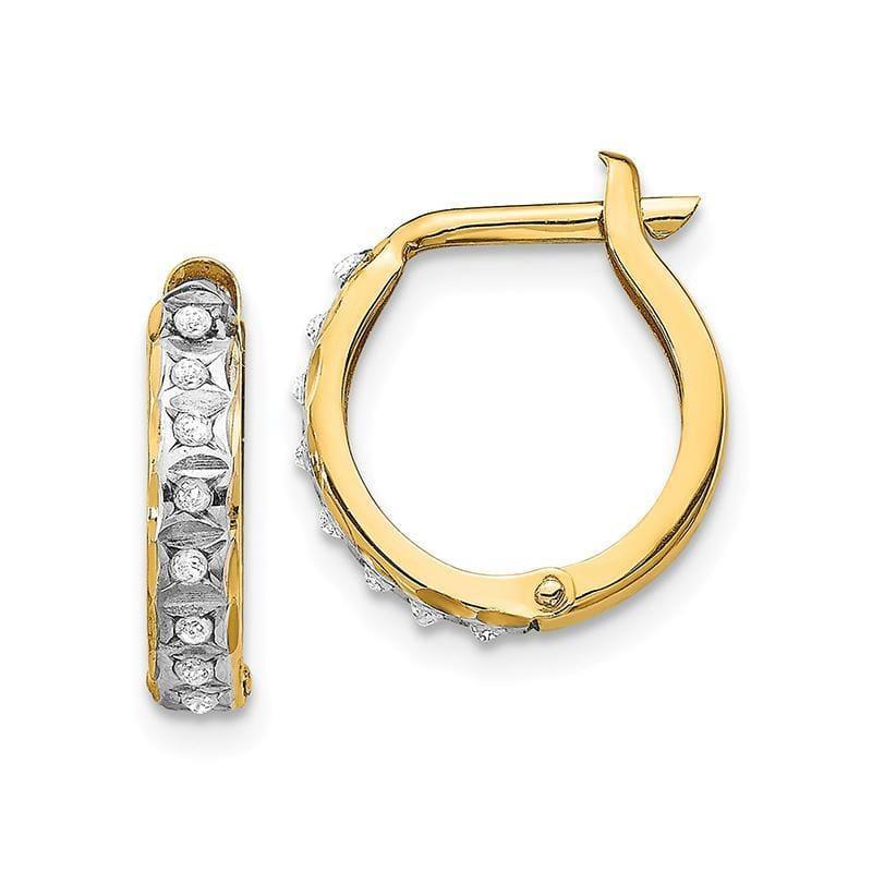 14k Diamond Fascination Round Hinged Hoop Earrings - Seattle Gold Grillz