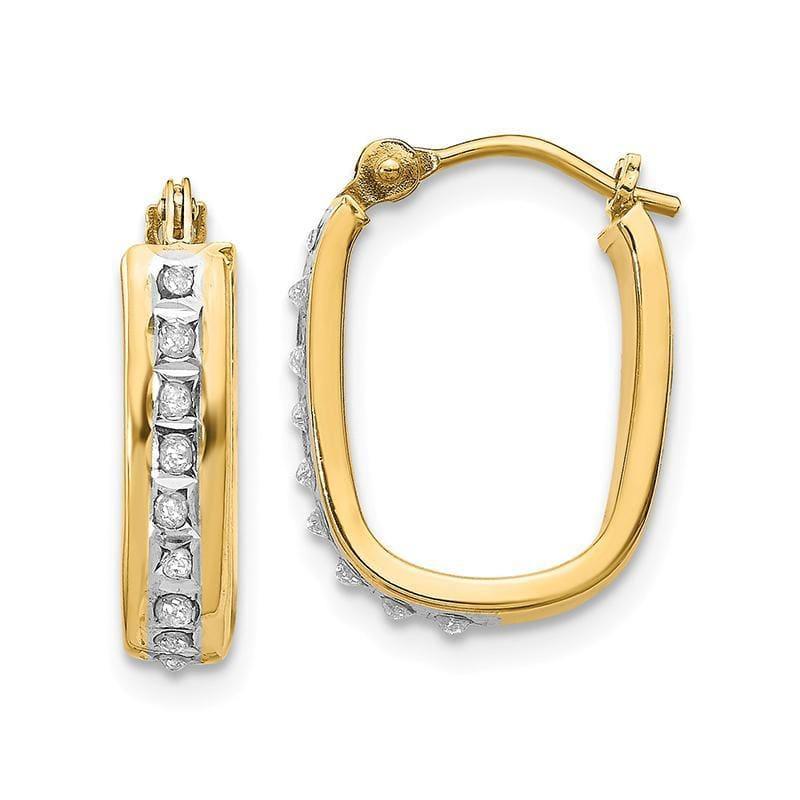 14k Diamond Fascination Squared Hinged Hoop Earrings - Seattle Gold Grillz