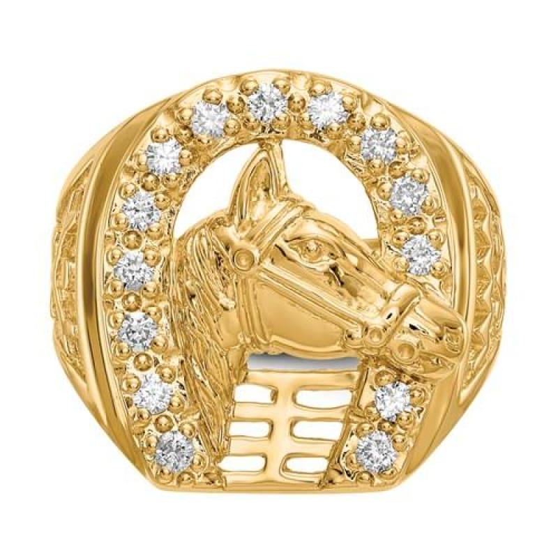 14k Diamond Men's Horseshoe Ring - Seattle Gold Grillz