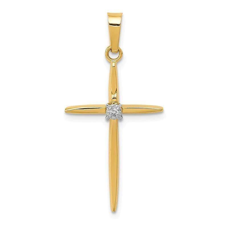 14k Diamond Polished Passion Cross Pendant - Seattle Gold Grillz