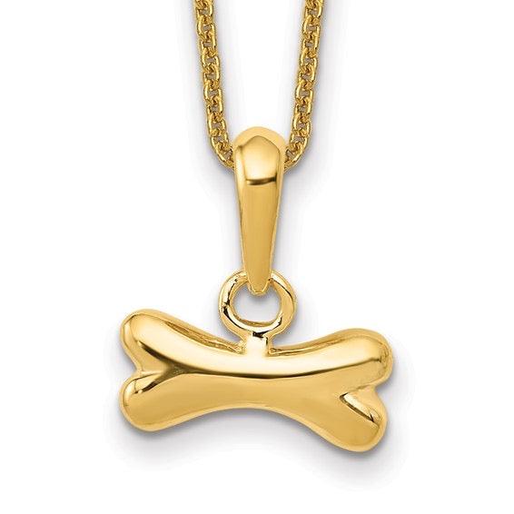 14k Dog Bone Pendant with 18 Inch Chain - Seattle Gold Grillz