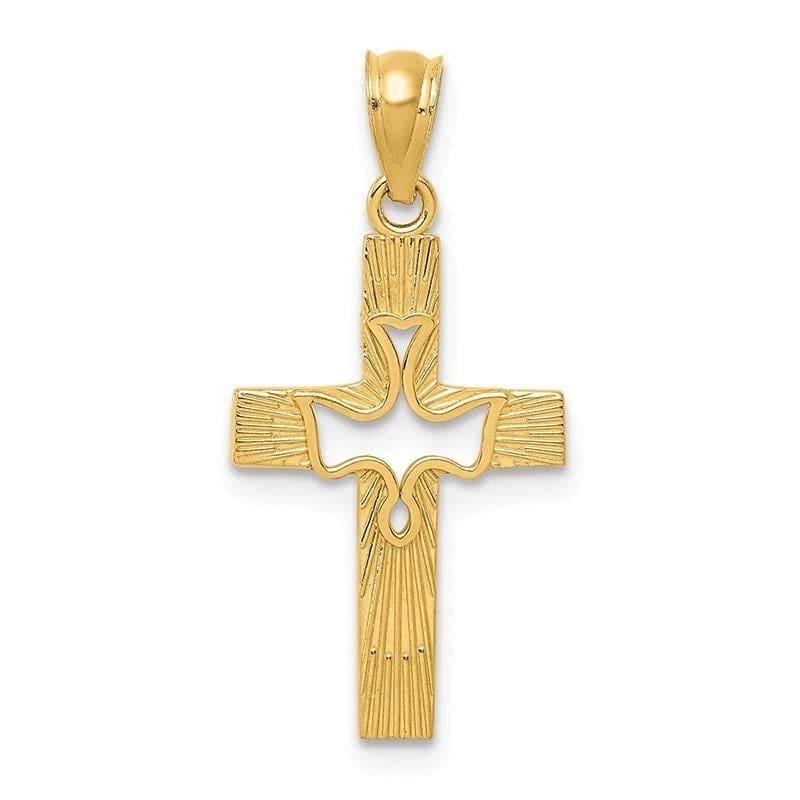 14k Dove Cross Pendant. Weight: 0.57, Length: 26, Width: 13 - Seattle Gold Grillz
