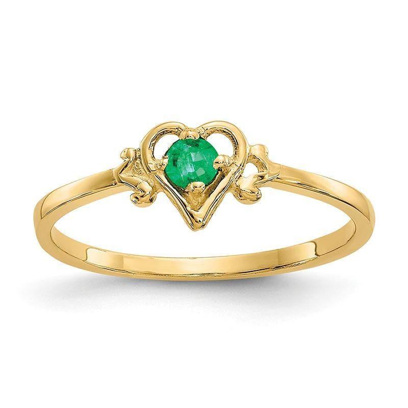 14K Emerald Birthstone Heart Ring - Seattle Gold Grillz
