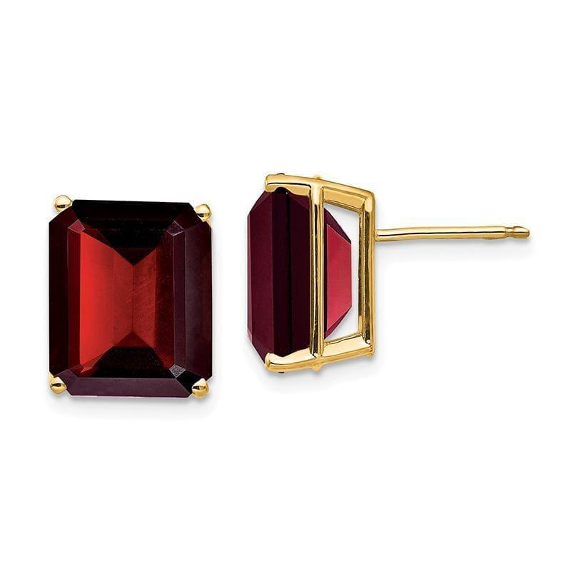 14k Emerald Cut Garnet Stud Earrings - Seattle Gold Grillz