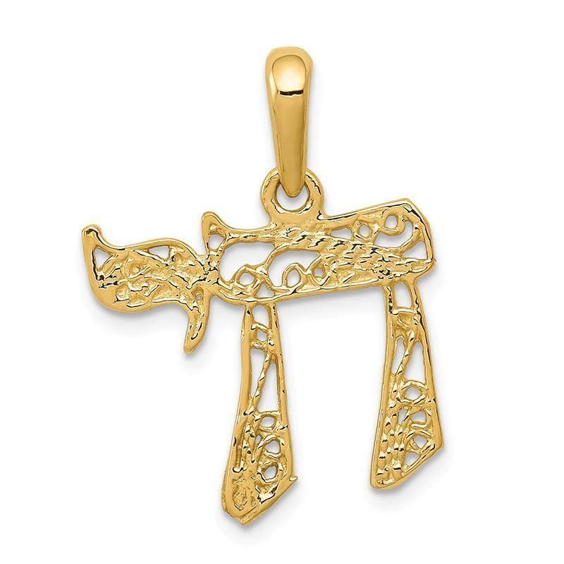14k Filigree Chai Pendant - Seattle Gold Grillz