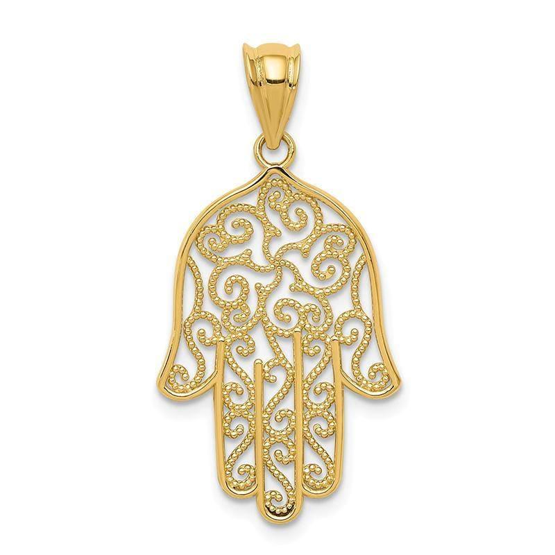 14k Filigree Hamsa Pendant - Seattle Gold Grillz