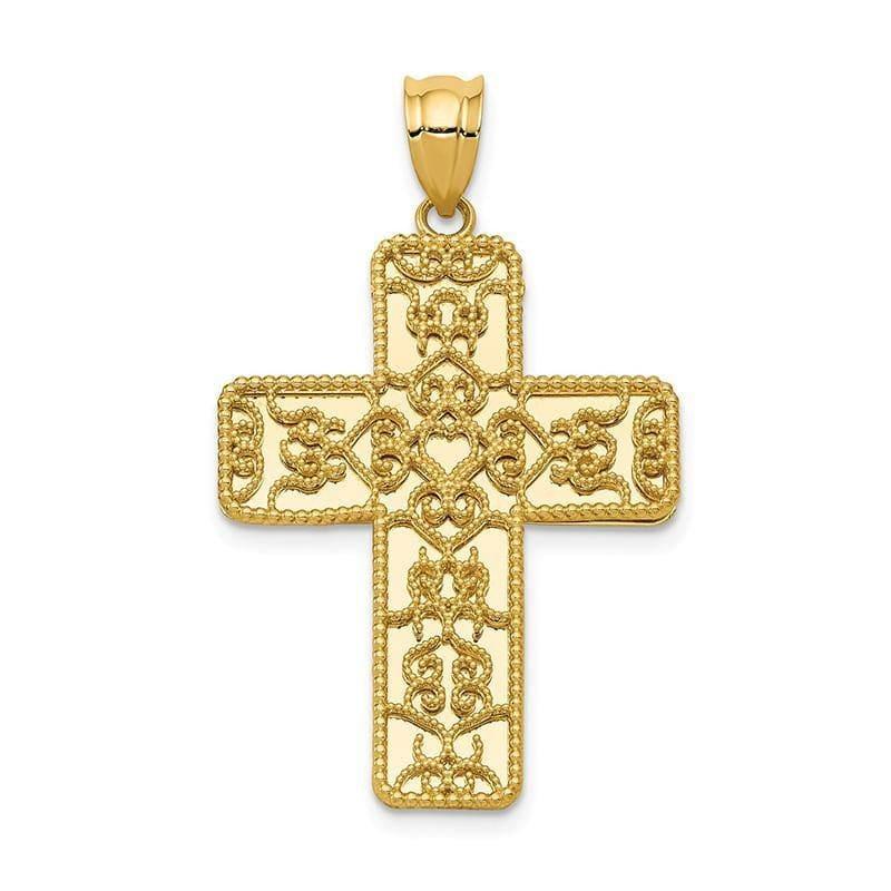 14k Filigree Mirror Cross Pendant - Seattle Gold Grillz