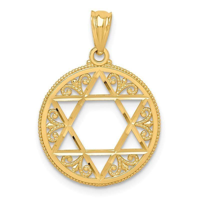 14k Filigree Star of David Pendant. Weight: 0.96, Length: 24, Width: 17 - Seattle Gold Grillz