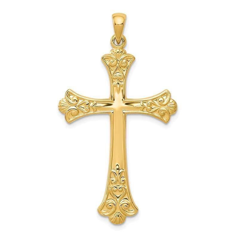 14k Fleur De Lis Cross Pendant - Seattle Gold Grillz