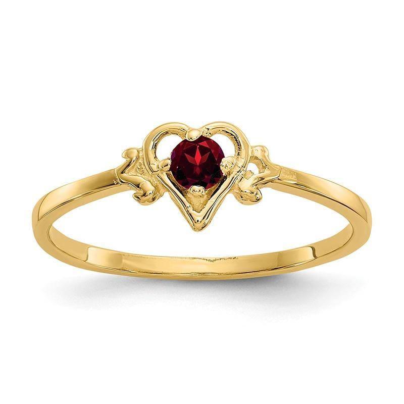 14K Garnet Birthstone Heart Ring - Seattle Gold Grillz