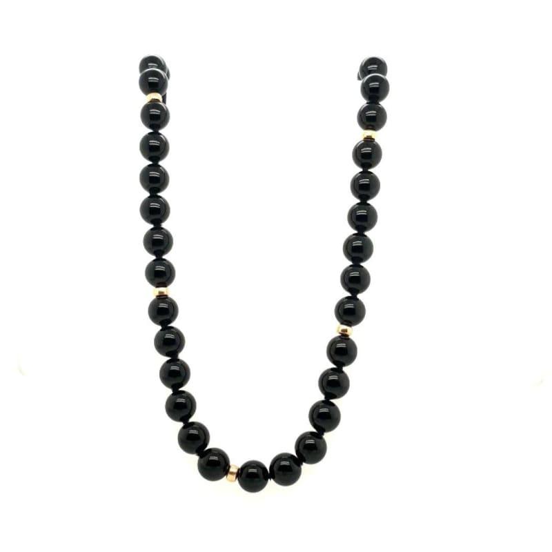 14k Garnet Thread Black Pearl Necklace (24in.) - Seattle Gold Grillz