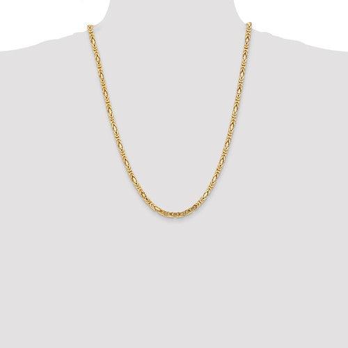 14k Gold 4mm Byzantine Chain - Seattle Gold Grillz