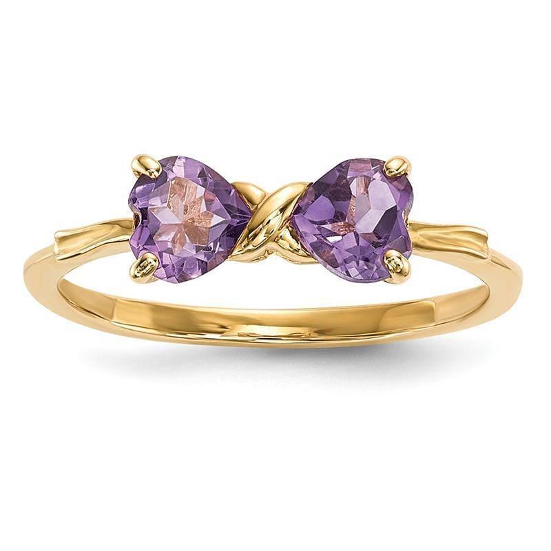 14k Gold Polished Amethyst Bow Ring - Seattle Gold Grillz