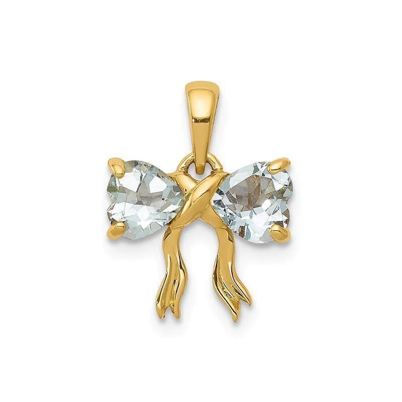14k Gold Polished Aquamarine Bow Pendant - Seattle Gold Grillz