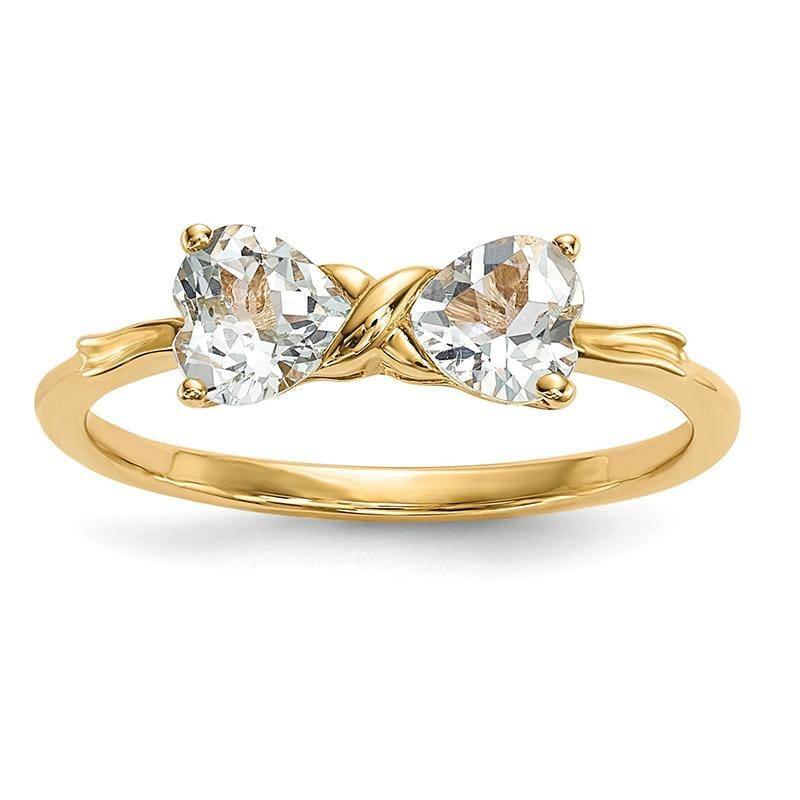 14k Gold Polished Aquamarine Bow Ring - Seattle Gold Grillz