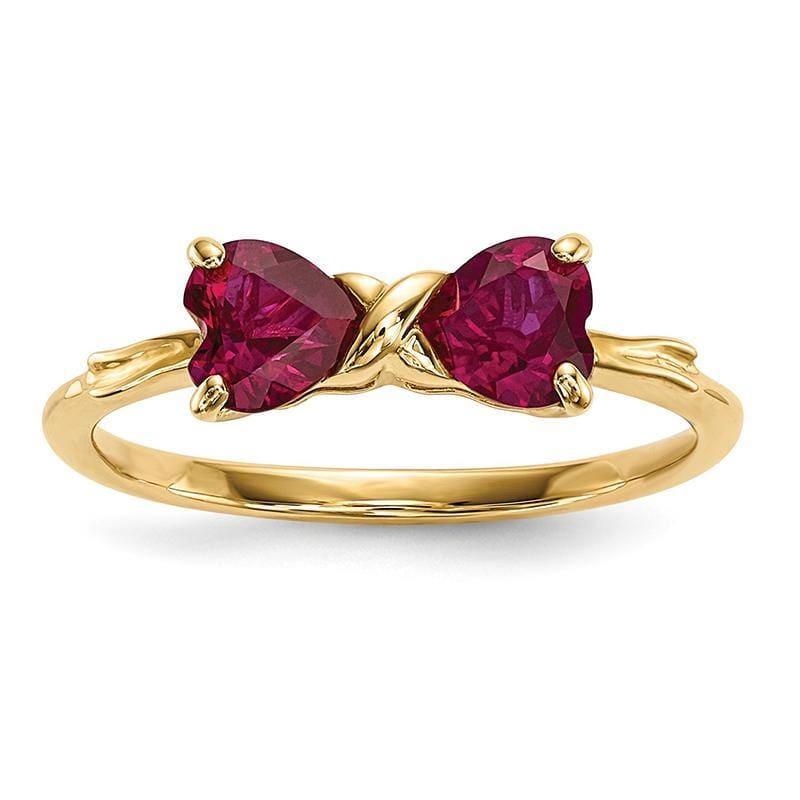 14k Gold Polished Created Ruby Bow Ring - Seattle Gold Grillz