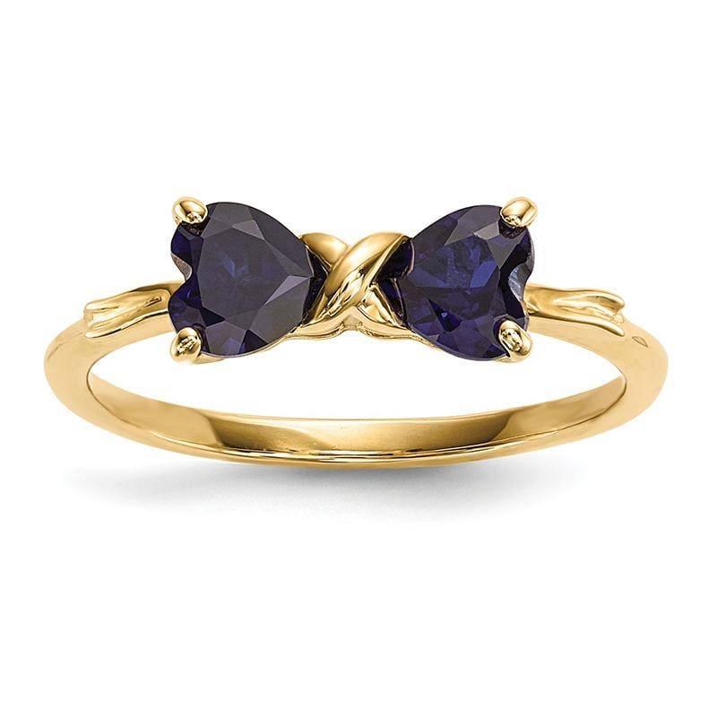 14k Gold Polished Created Sapphire Bow Ring - Seattle Gold Grillz