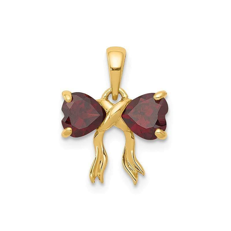14k Gold Polished Garnet Bow Pendant - Seattle Gold Grillz