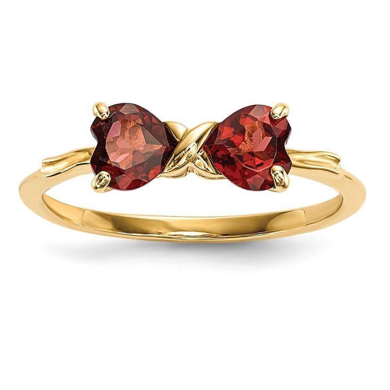 14k Gold Polished Garnet Bow Ring - Seattle Gold Grillz