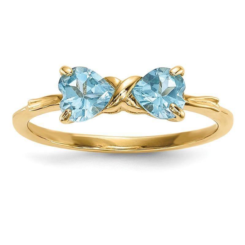 14k Gold Polished Light Swiss Blue Topaz Bow Ring - Seattle Gold Grillz