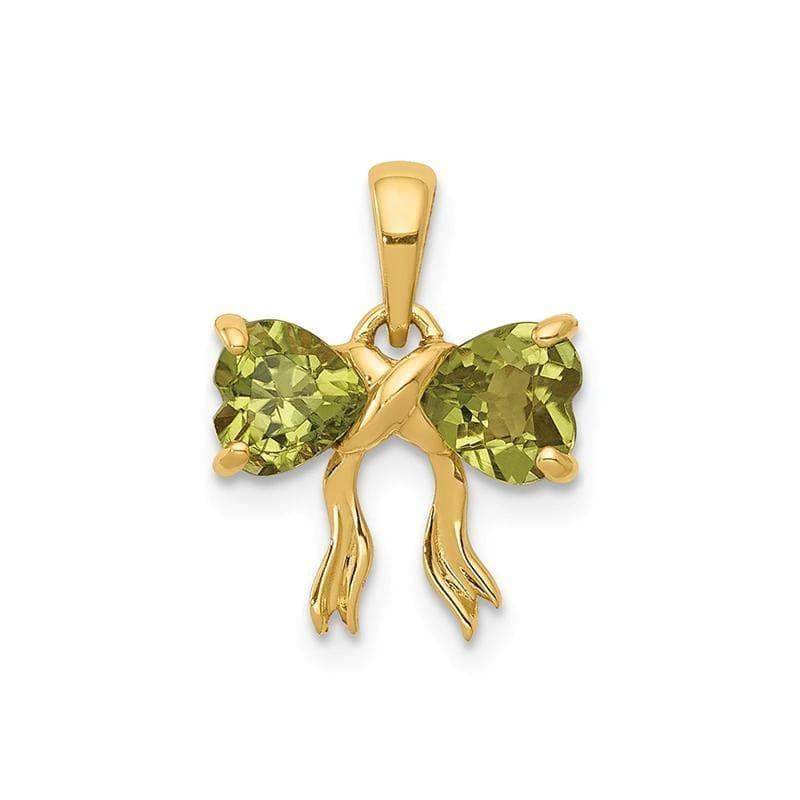 14k Gold Polished Peridot Bow Pendant - Seattle Gold Grillz