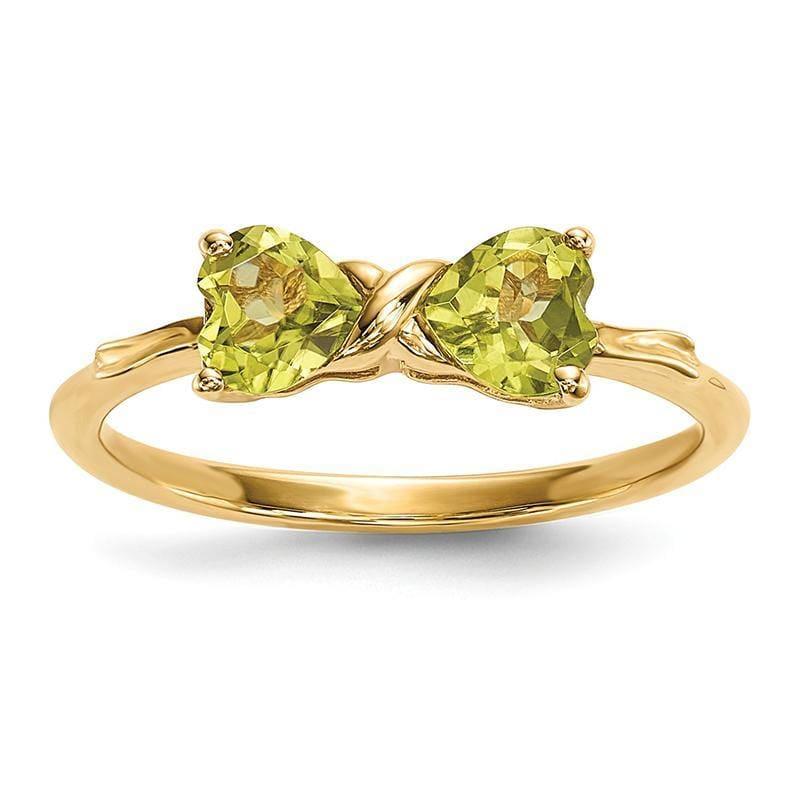 14k Gold Polished Peridot Bow Ring - Seattle Gold Grillz