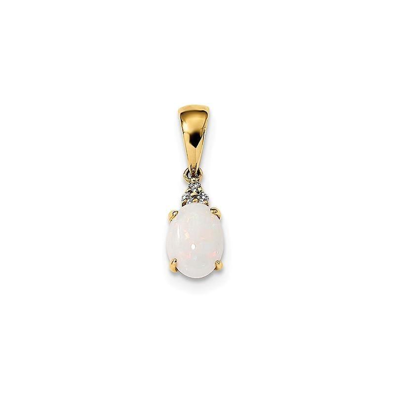 14k Gold w- Austrian Opal & Diamond Pendant - Seattle Gold Grillz