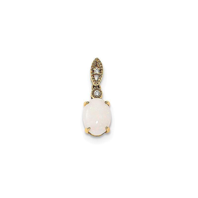 14k Gold w- Austrian Opal & Diamond Pendant - Seattle Gold Grillz
