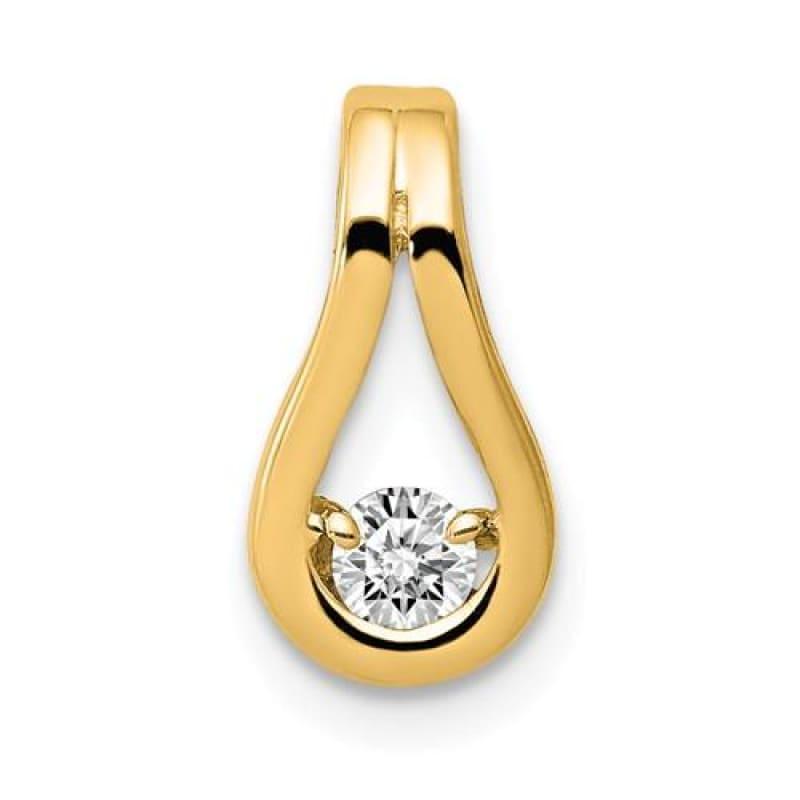 14k Holds 2.8mm Stone, Teardrop Shape Slide Pendant - Seattle Gold Grillz