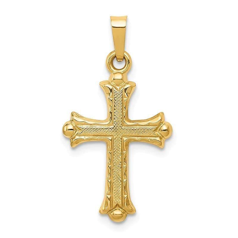 14k Hollow Fleur De Lis Cross Pendant - Seattle Gold Grillz