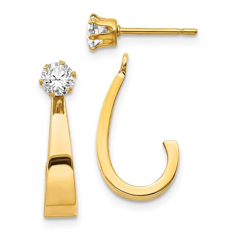 14k J Hoop with CZ Stud Earring Jackets - Seattle Gold Grillz