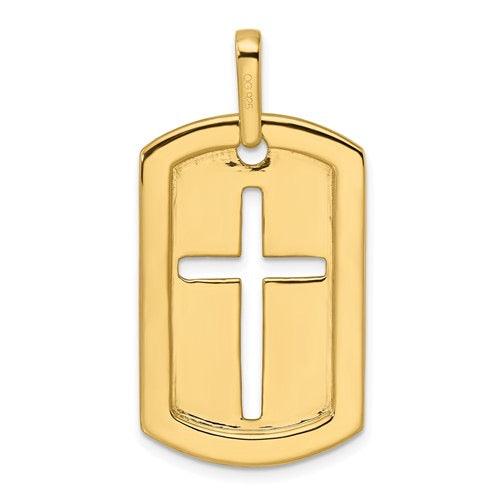 14K Lab Grown Diamond Cross Dog Tag Pendant - Seattle Gold Grillz