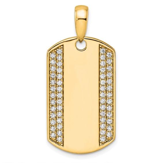 14K Lab Grown Diamond Edges Dog Tag Pendant - Seattle Gold Grillz