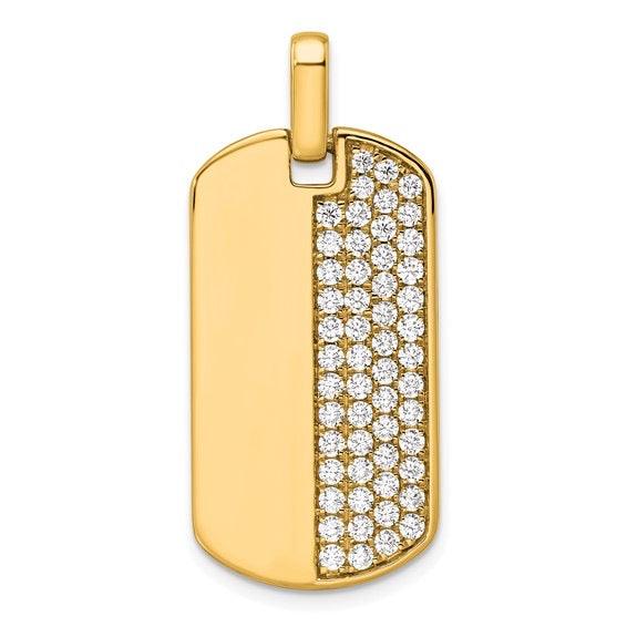 14K Lab Grown Diamond Half & Half Dog Tag Pendant - Seattle Gold Grillz