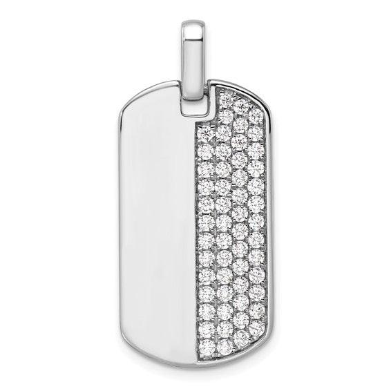 14K Lab Grown Diamond Half & Half Dog Tag Pendant - Seattle Gold Grillz